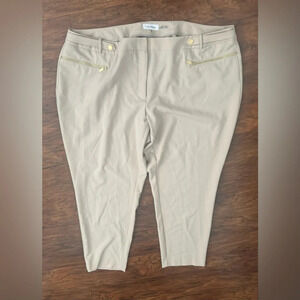 Calvin Klein Dress Pants High Rise Straight Leg Gold Accents Career NWT 22W